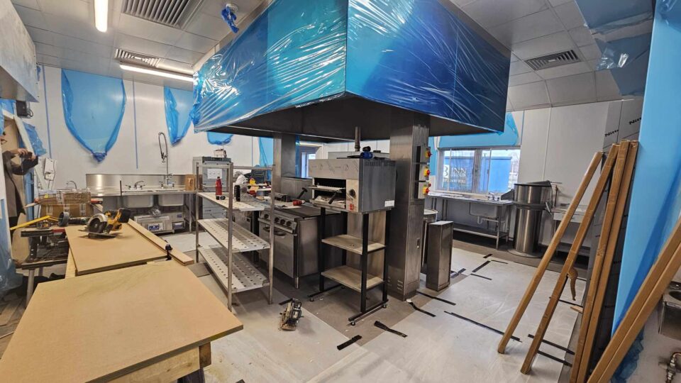 The interior of the new industrial kitchen.
