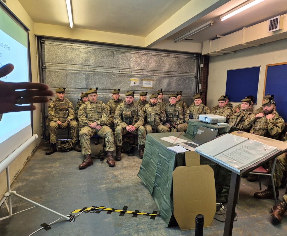 Troops from 7 Scots during a classroom lesson.