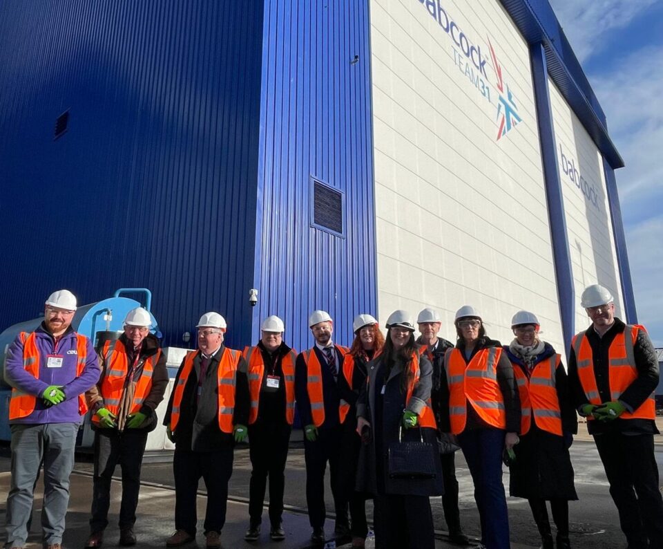 Employers lined up outside Babcock's yard in Rosyth.