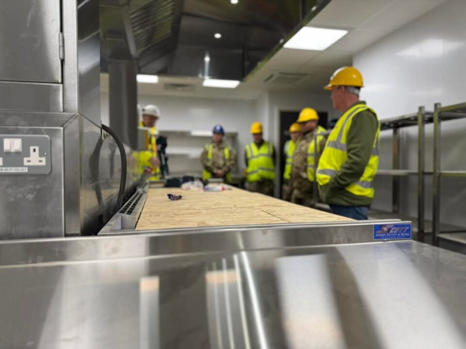 The industrial kitchen at Dunfermline Army Reserve Centre.