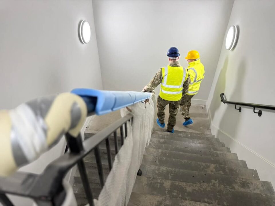 The main stairwell at the Dunfermline Army Reserve Centre.