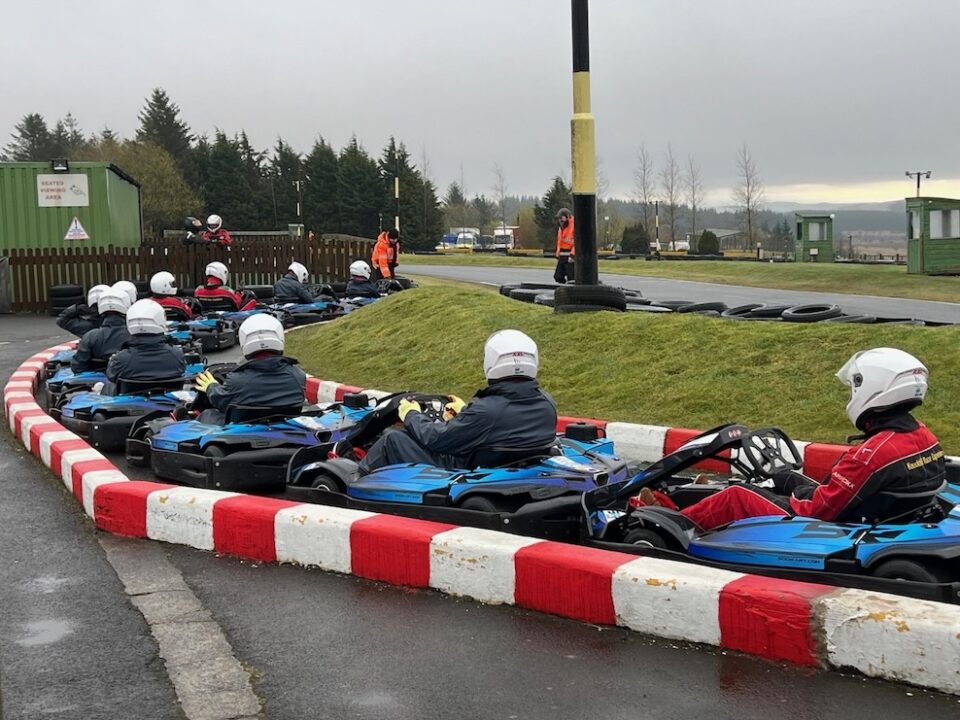 The drivers prepare to head out from the pits at Knockhill Racing Circuit.