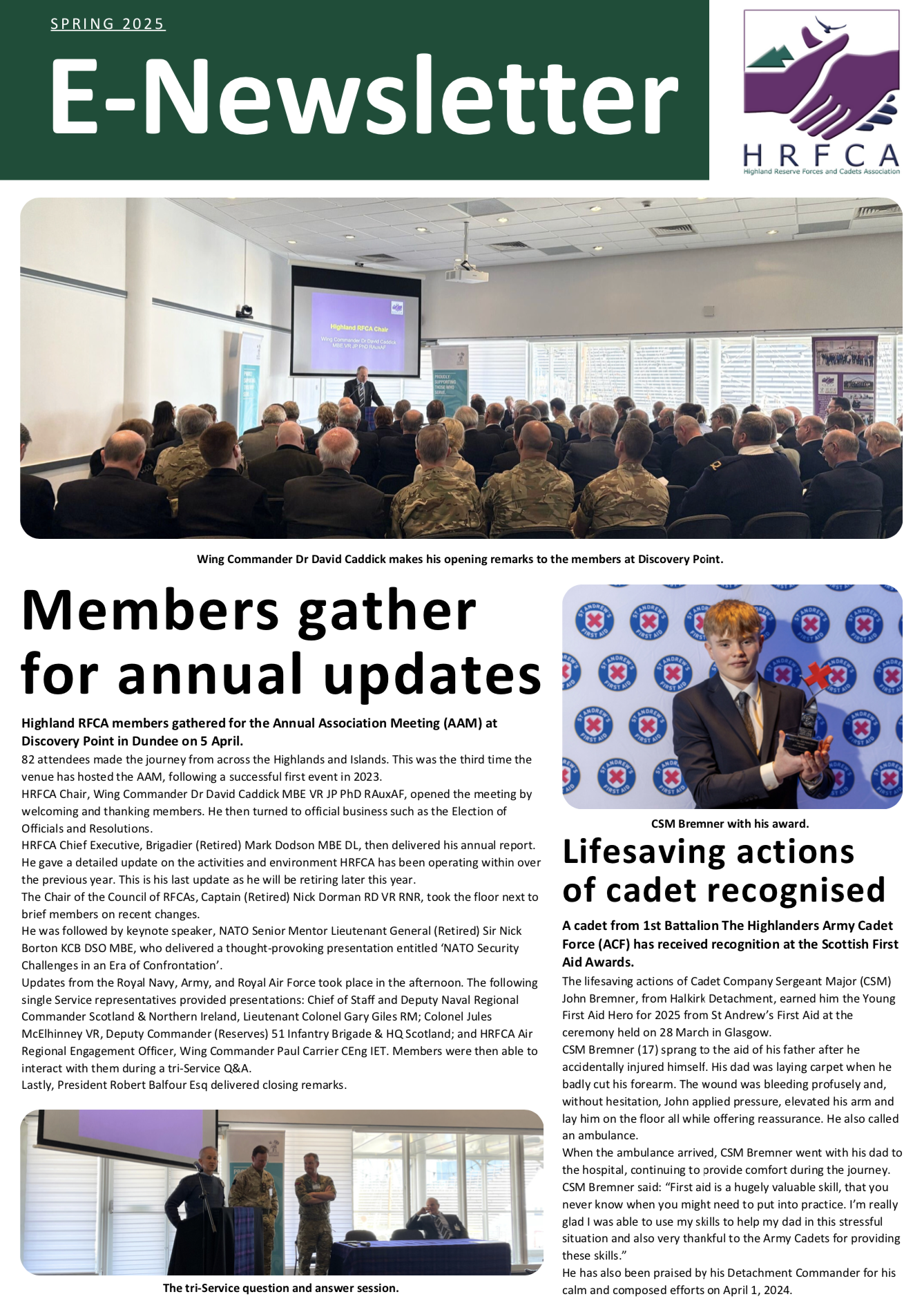 Spring 2025 e-newsletter cover page.