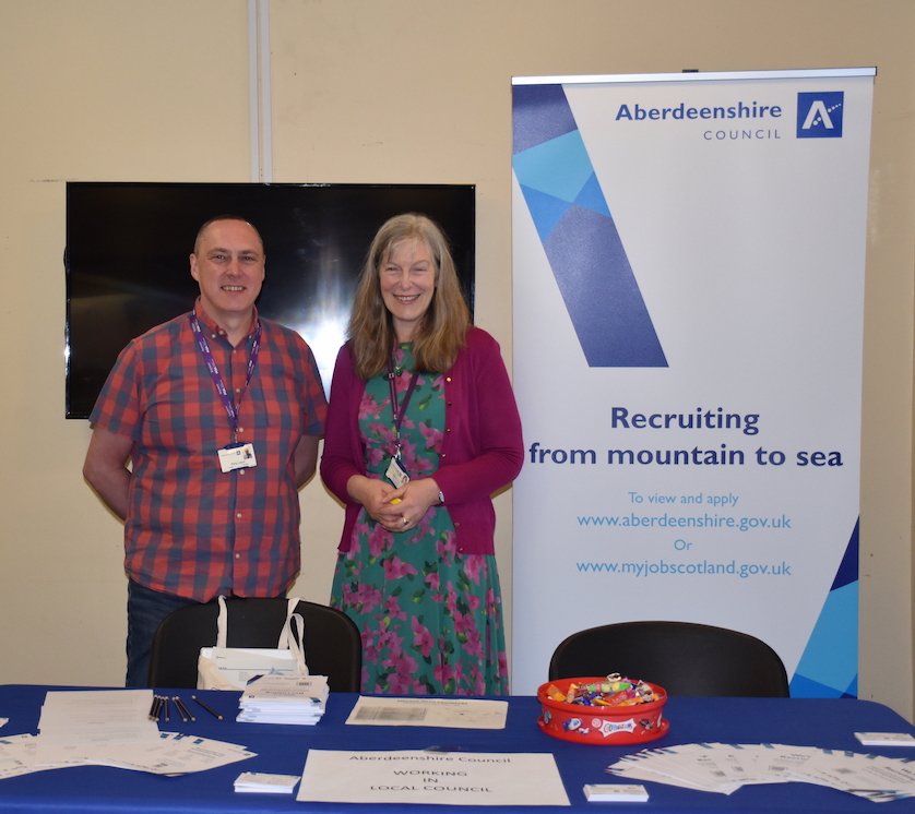 Philip Leiper and Glenda Gray from Aberdeenshire Council at their table. Glenda is also HRFCA’s Northern Area Committee Vice Chair and Employer Representative.