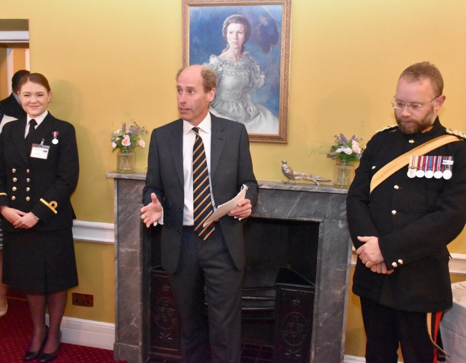 Highland RFCA Deputy Chief Executive Major (Retired) Tom Kerrigan (centre) welcomed guests to Edinburgh Castle.