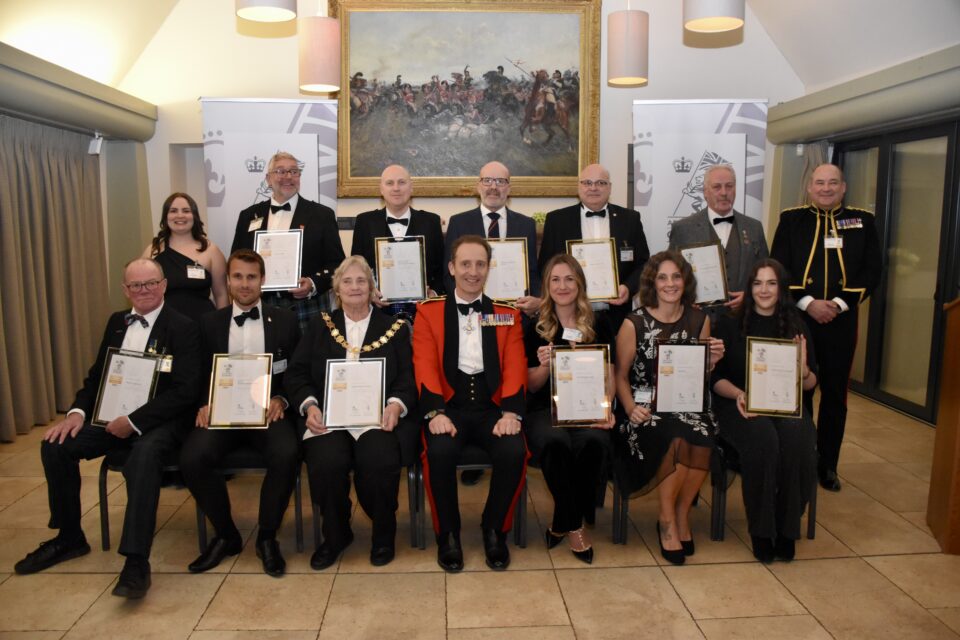 Eleven employers holding Employer Recognition Scheme Gold Award certificates with General Officer Scotland and two HRFCA Defence Relationship Managers.